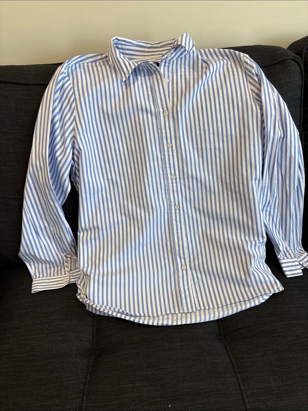 Jones New York,Blue and White Striped Button-Down Shirt, size XL